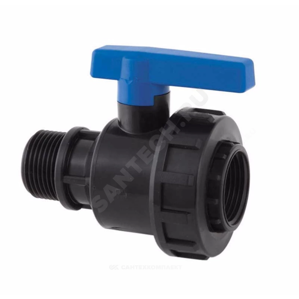Кран шаровой компрессионный 1"x1" НР/ВР Ру10 RTP (РосТурПласт) 22076