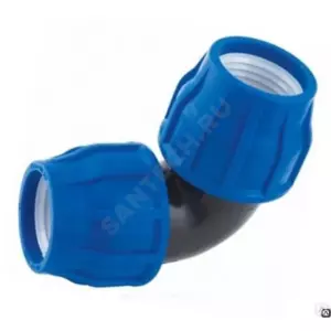 Отвод компрессионный ПЭ переходной Дн 63х50х90гр Ру16 VALFEX 121001226350
