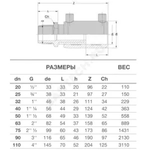 Переход электросварной ПЭ100 Дн 63х2" НР Ру25 SDR7
