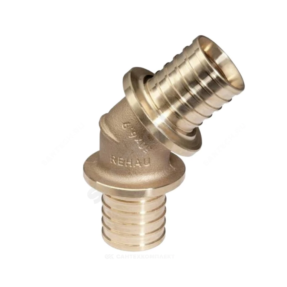 Угольник для PE-X труб аксиальный бронза Дн 50х45гр RAUTITAN RX+ Rehau 14563091001