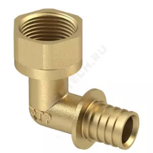Угольник для PE-X/PE-RT труб аксиальный латунь Дн 16х1/2"х90гр ВР RTP (РосТурПласт) 28322