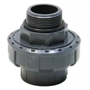 Муфта ПВХ серая под клеевое соед разъемная Дн 50х1 1/2" НР Aquaviva BMG50112