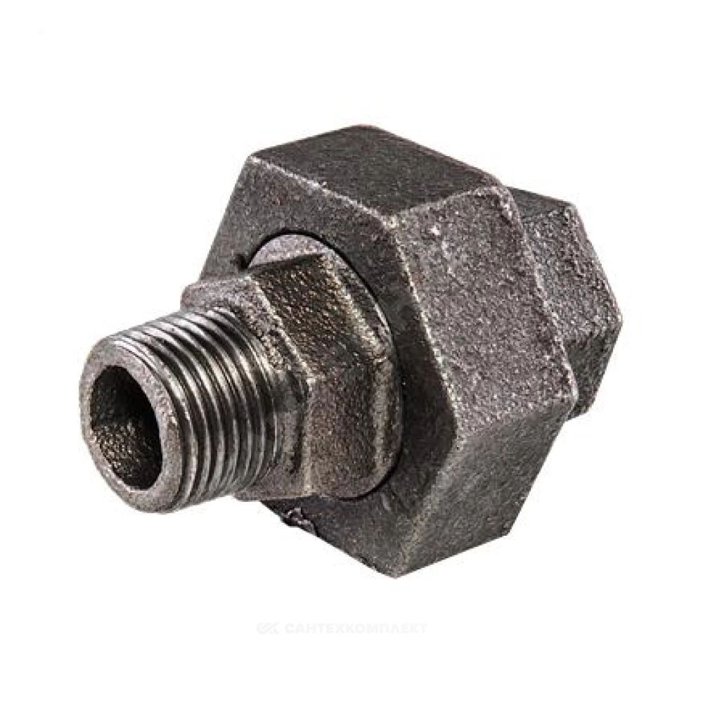Соединитель прямой американка чугун Ду 15 (1/2") ВР/НР Fittex