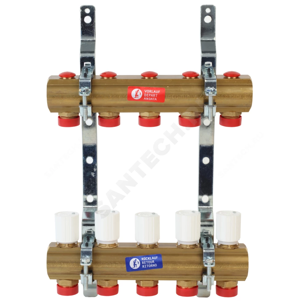 Группа коллекторная латунь 1" ВР/ВР 10 вых 3/4" НР под евроконус R553D Giacomini R553ZY050
