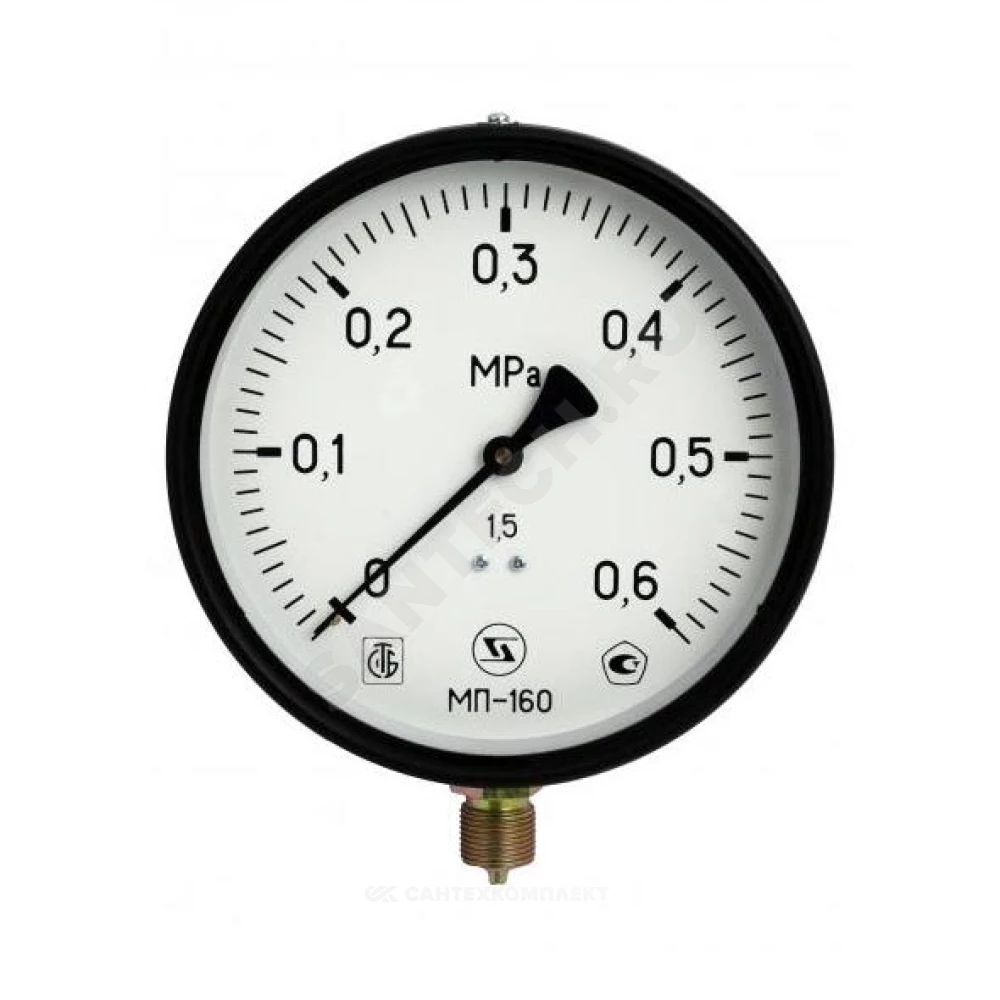 Манометр МП-160 радиальный Дк160мм 0-0,4 МПа кл.1,5 G1/2" ЗАВОД ТЕПЛОТЕХНИЧЕСКИХ ПРИБОРОВ