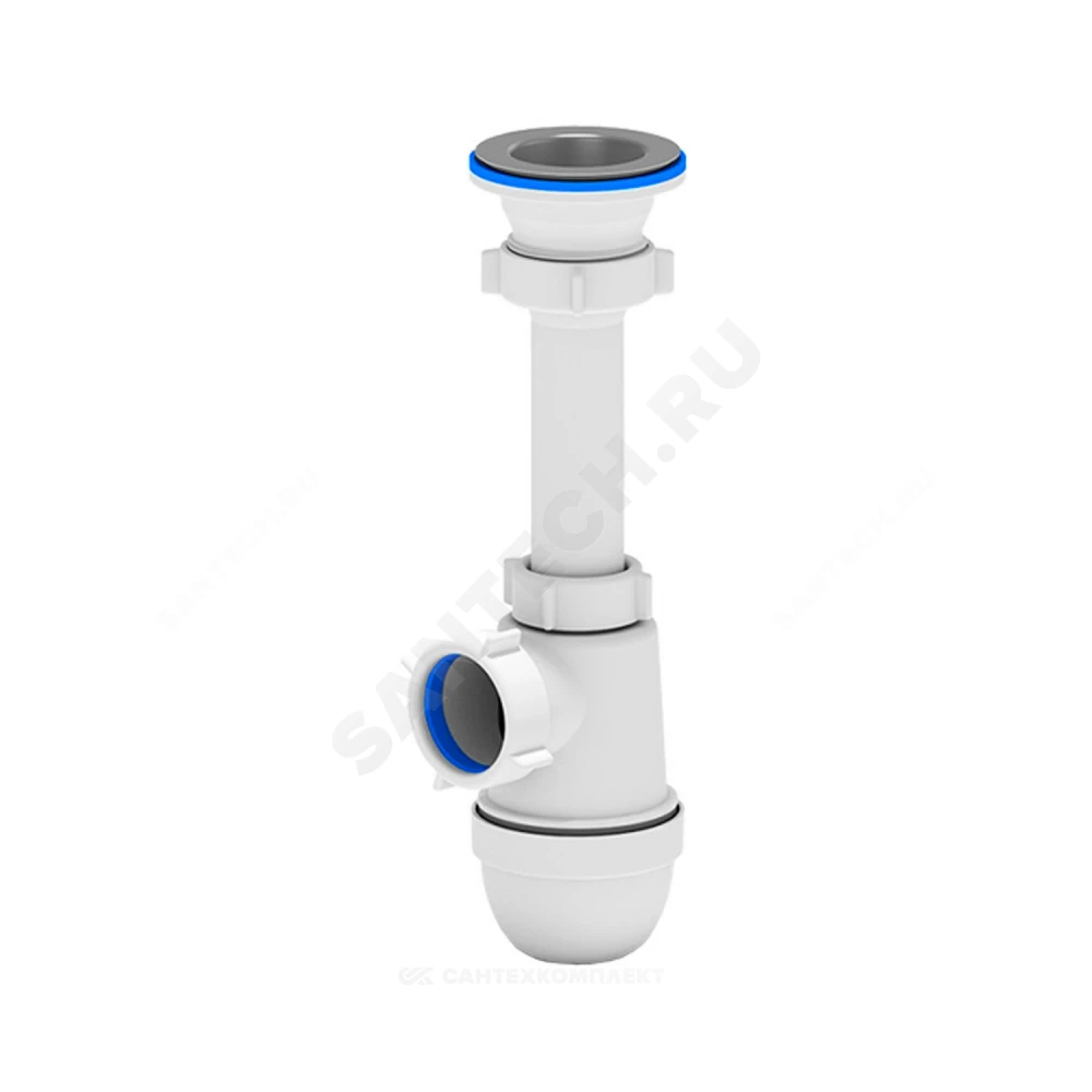 Сифон для кухонной мойки бутылочный 1 1/2"x40 выпуск с нержавеющей решёткой D=70мм Ани АНИ Пласт C0100