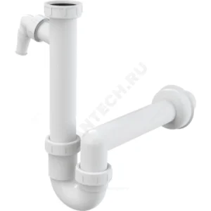 Сифон для кухонной мойки трубный 1 1/2"x40 с прямой трубкой 40 с отводом (штуцером) без выпуска Alca Plast A81-DN40