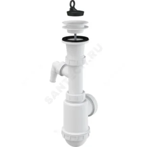Сифон для кухонной мойки бутылочный 1 1/2"x40/50 с отводом (штуцером) выпуск с пластиковой решёткой D=70мм Alca Plast A442P-DN50/40