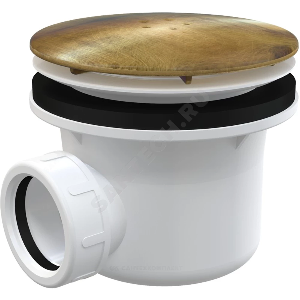 Сифон для поддона 1 1/2"x90/40 h=84мм слив крышка D=115мм, бронза Alca Plast A49ANTIC