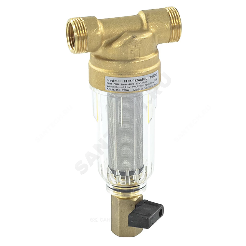 Фильтр сетчатый T-образный латунь Ду 20 Ру16 Тмакс=40 oC G3/4" НР FF06 Honeywell-Braukmann FF06-3/4"AA