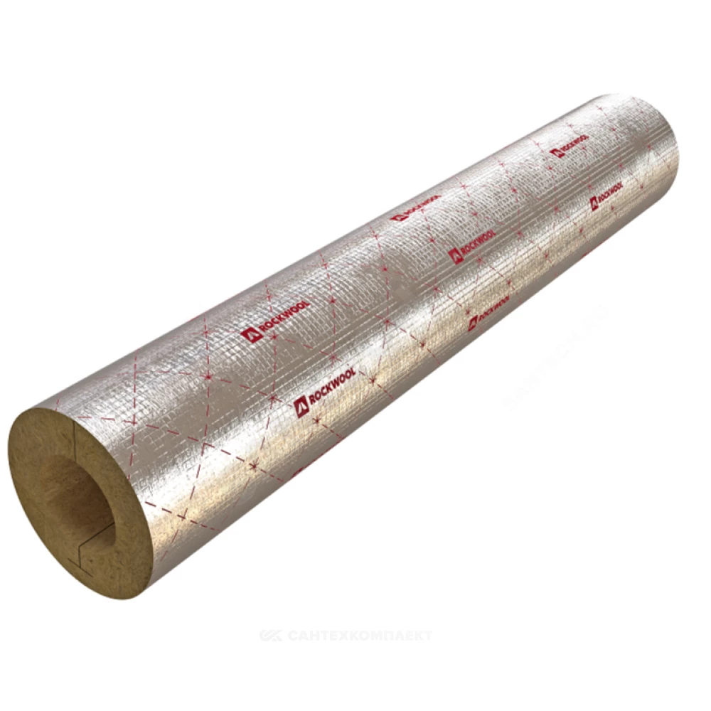 Цилиндр вырезной минеральная вата ROCKWOOL 80 кашированный армированной фольгой 40/21 L=1м ROCKWOOL 331929