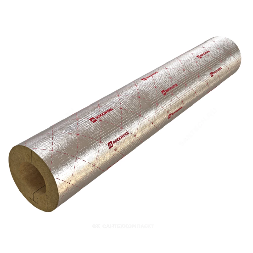 Цилиндр вырезной минеральная вата ROCKWOOL 80 кашированный армированной фольгой 50/18 L=1м ROCKWOOL 331924