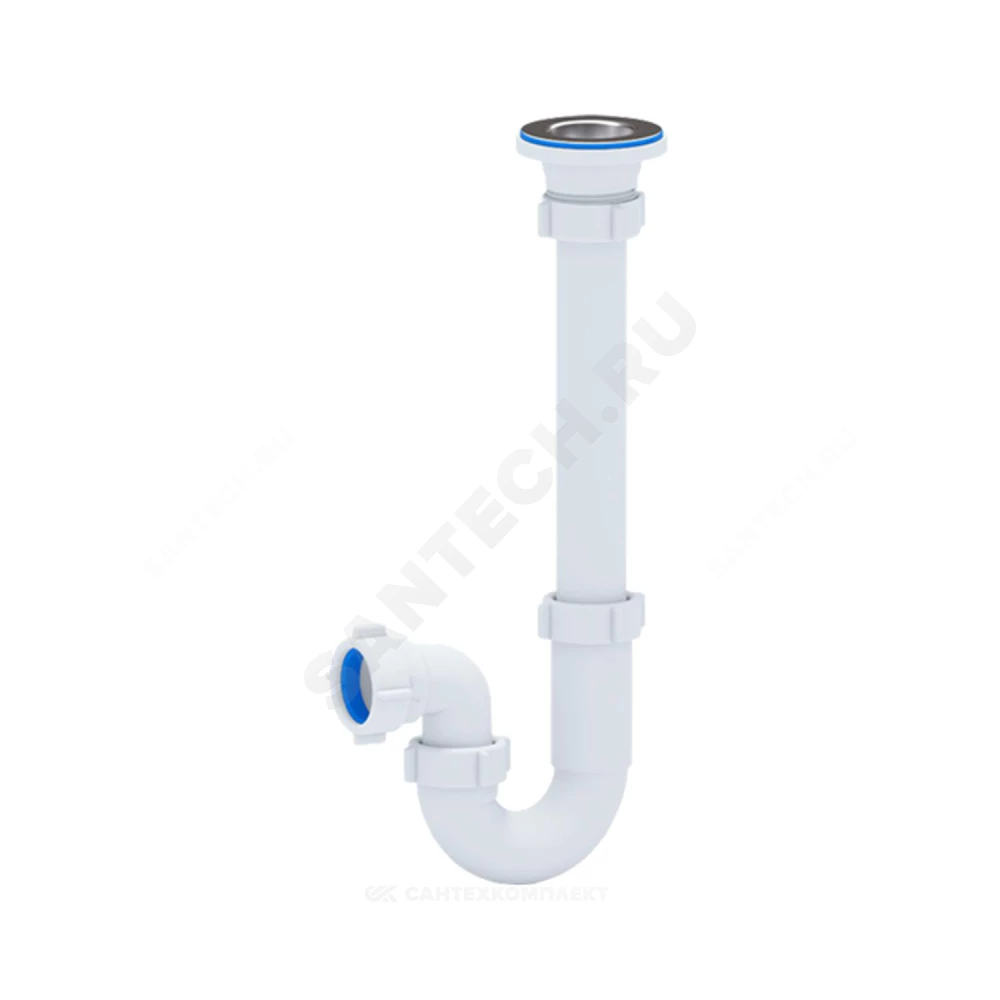 Сифон для умывальника трубный 1 1/4"x32 выпуск с нержавеющей решёткой D=65мм АНИ Пласт DB1000