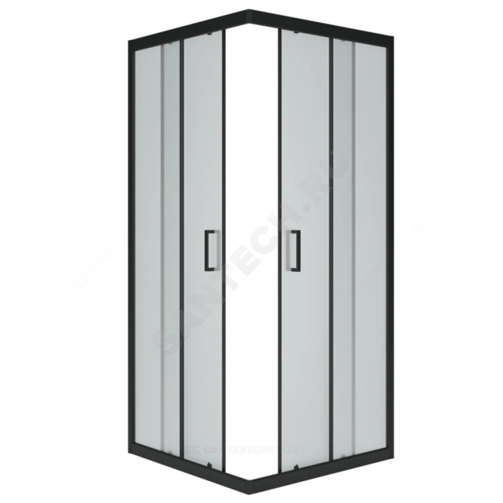 Ограждение душевое Universal BLACK 800х800х1850 мм без поддона матовое стекло МетаКам KKS_013565