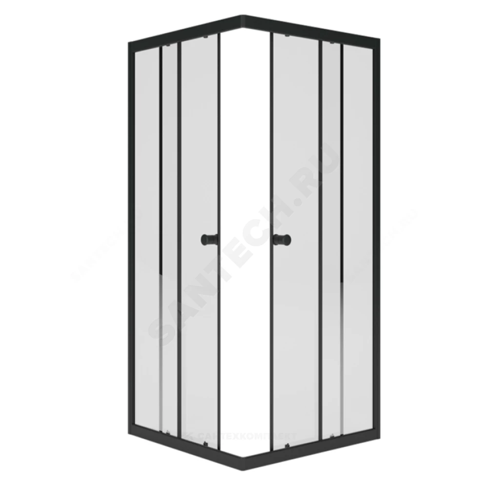 Ограждение душевое Universal BLACK 800х800х1850 мм без поддона прозрачное стекло МетаКам KKS_013566