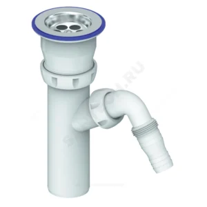 Выпуск для кухонной мойки 1 1/2"x40 с отводом (штуцером) с нержавеющей решёткой Unicorn Е140V