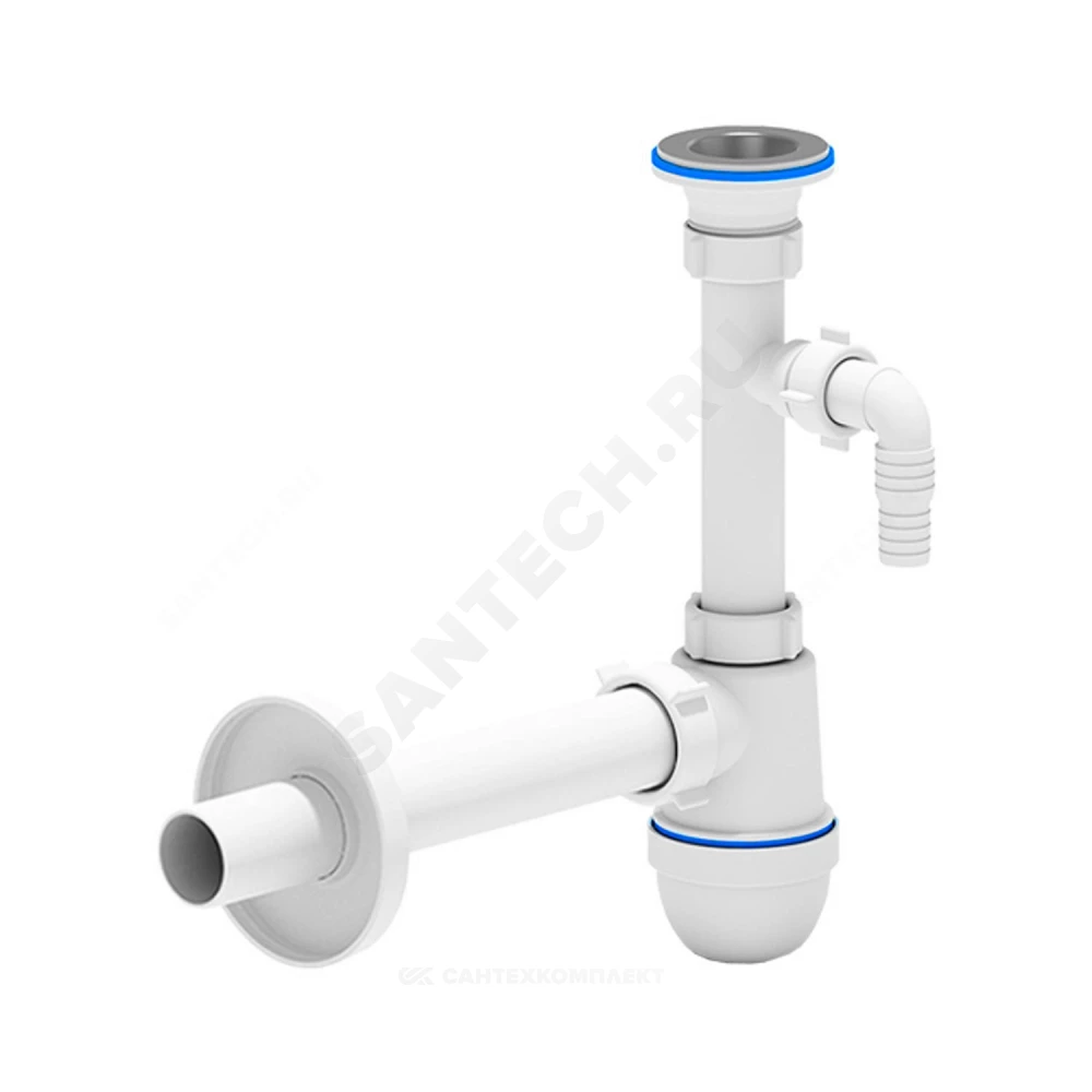 Сифон для умывальника/мойки бутылочный 1 1/4"x40 с прямой трубкой 40 с отводом (штуцером) выпуск с нержавеющей решёткой D=65мм Ани АНИ Пласт C1304